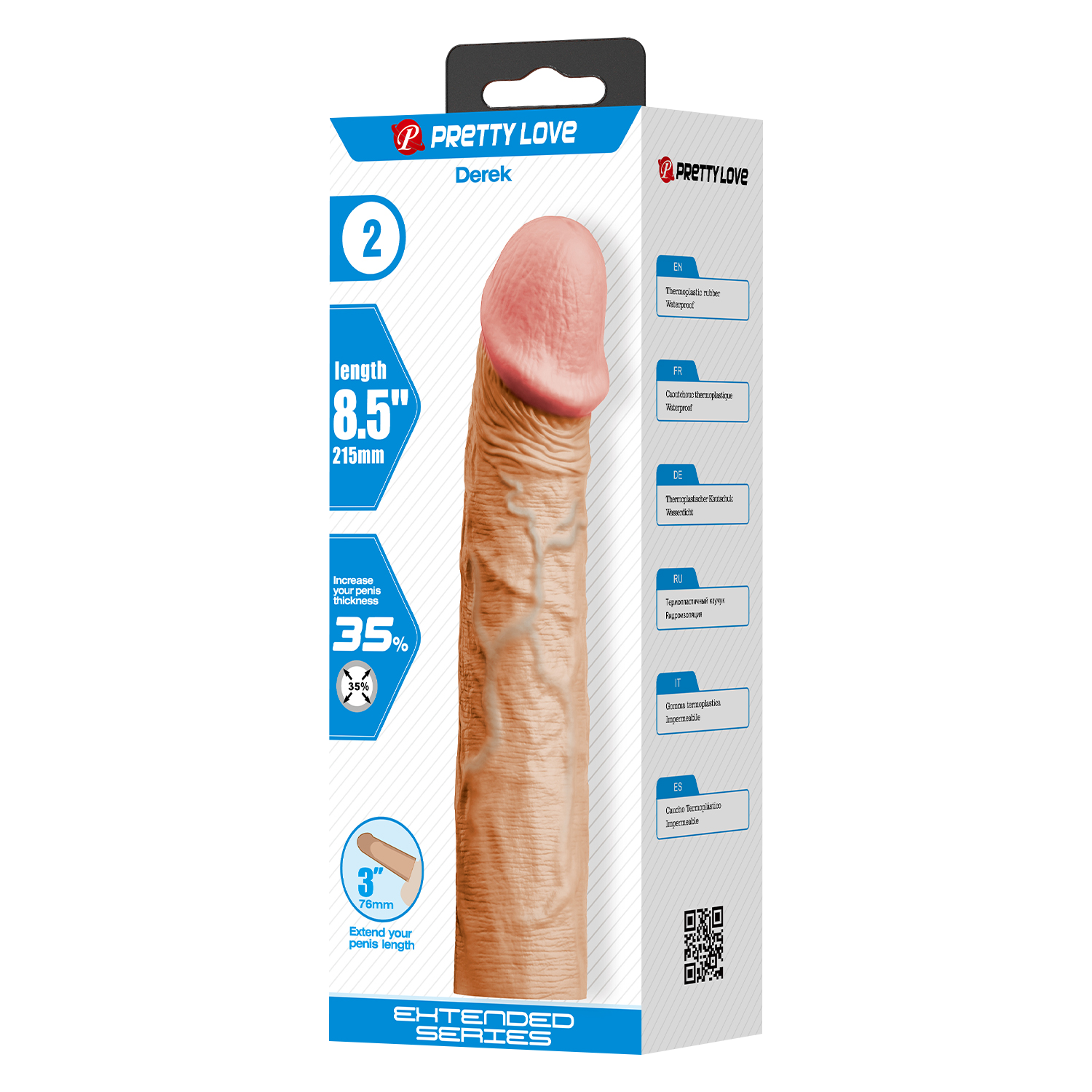 Pretty Love - Derek - Realistische Penis Sleeve - 215mm - Nude