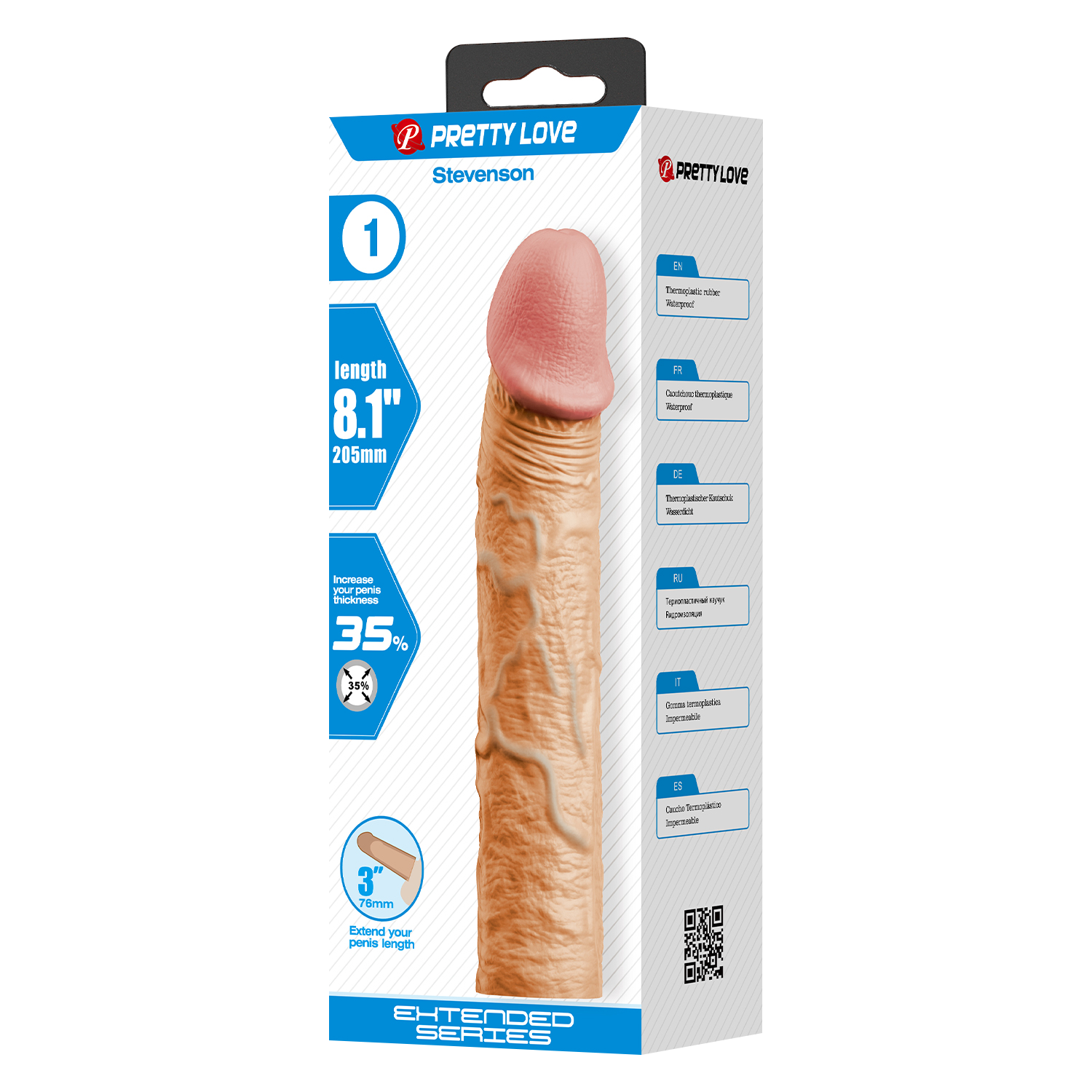 Pretty Love - Stevenson - Realistische Penis Sleeve - 205mm - Nude
