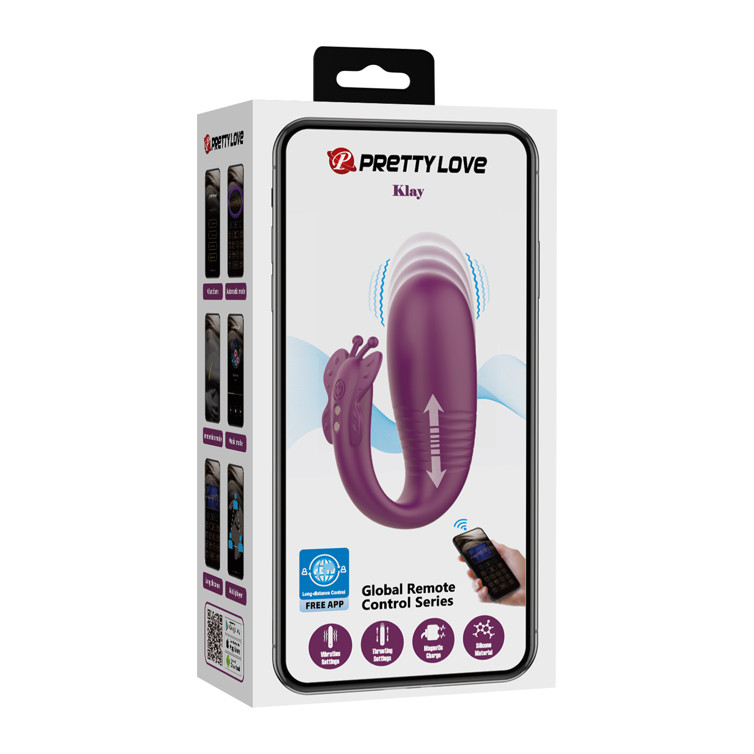 Pretty Love - Klay - Stuwende Ei-vibrator (app gestuurd) - Paars
