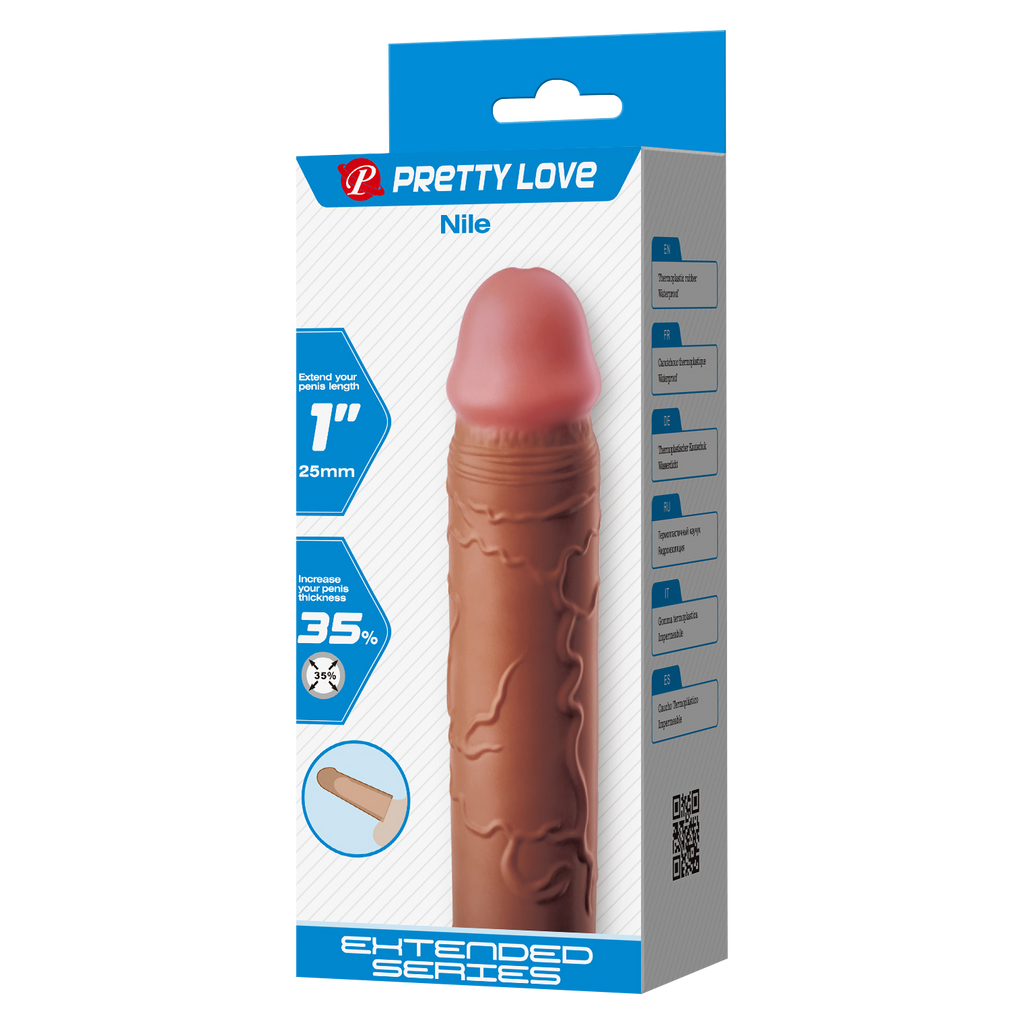 Pretty Love - Nile - Verlengde Penis Sleeve - 25mm - Bruin