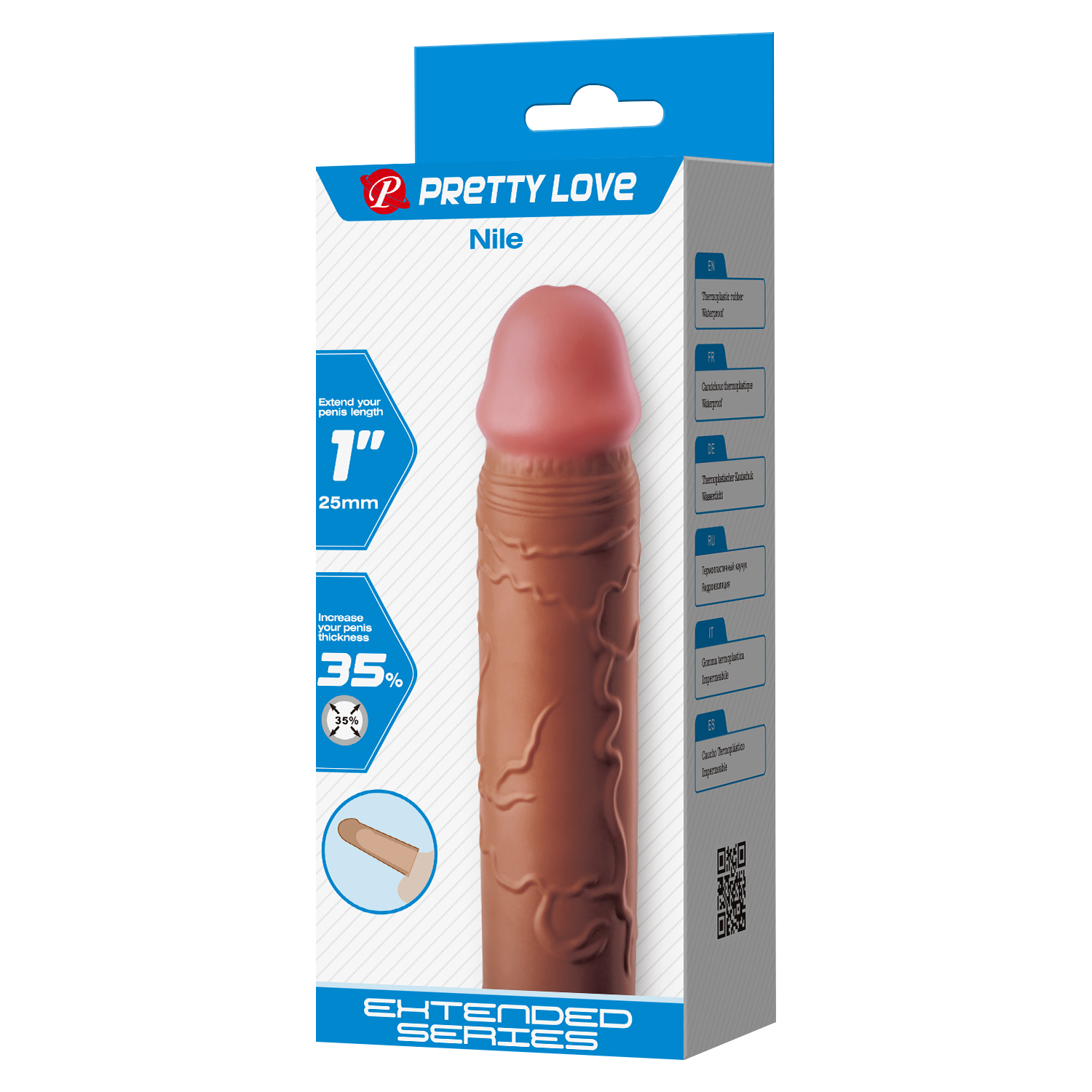 Pretty Love - Nile - Verlengde Penis Sleeve - 25mm - Bruin