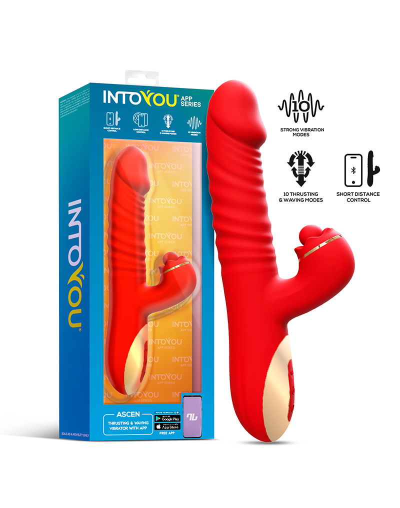 IY - Ascen - Rabbit Vibrator - Stuwende en zwaaiende vibrator met app - Rood
