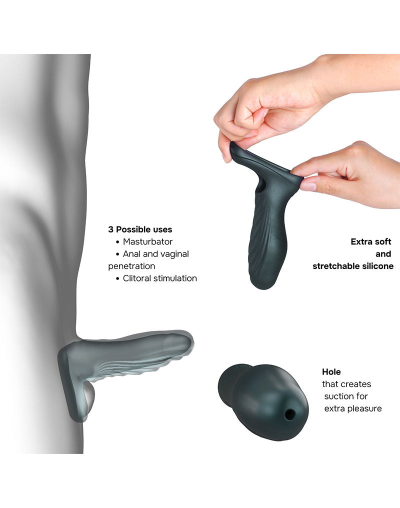 MANWAN - Ryzer - Penis Extender en Zachte Masturbatie Sleeve - Dennengrijs
