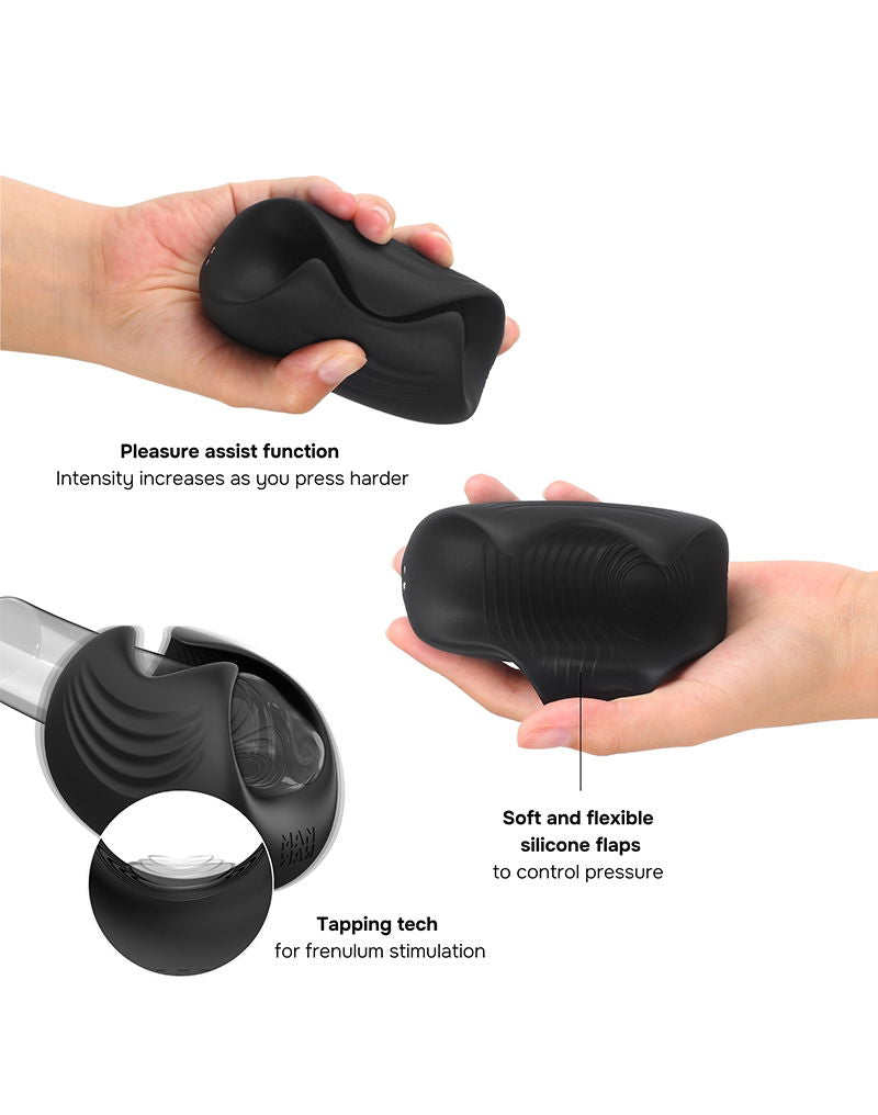 MANWAN - Sub One - Vibrerende Masturbator met Tapping Feature - Infinity Black