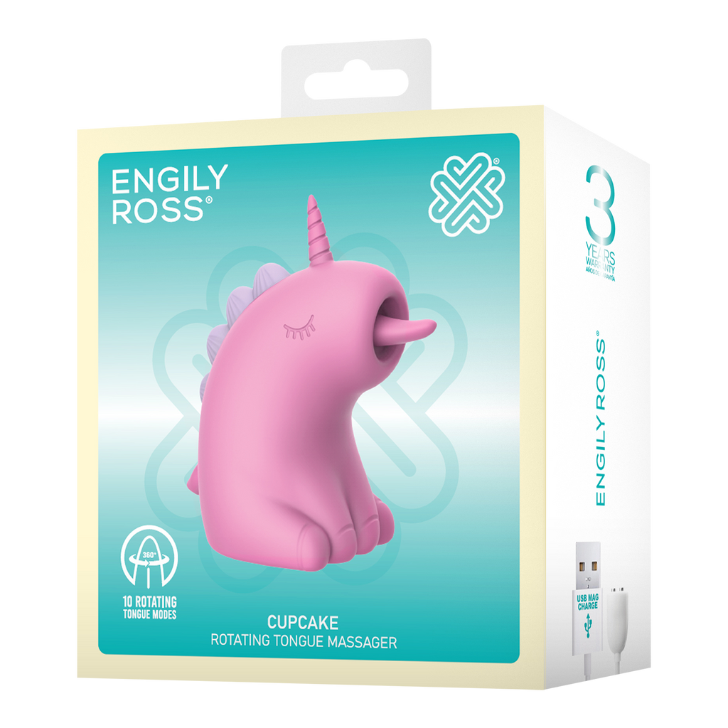 ER - Cupcake Unicorn - 360° Roterende Tong Massage - Roze
