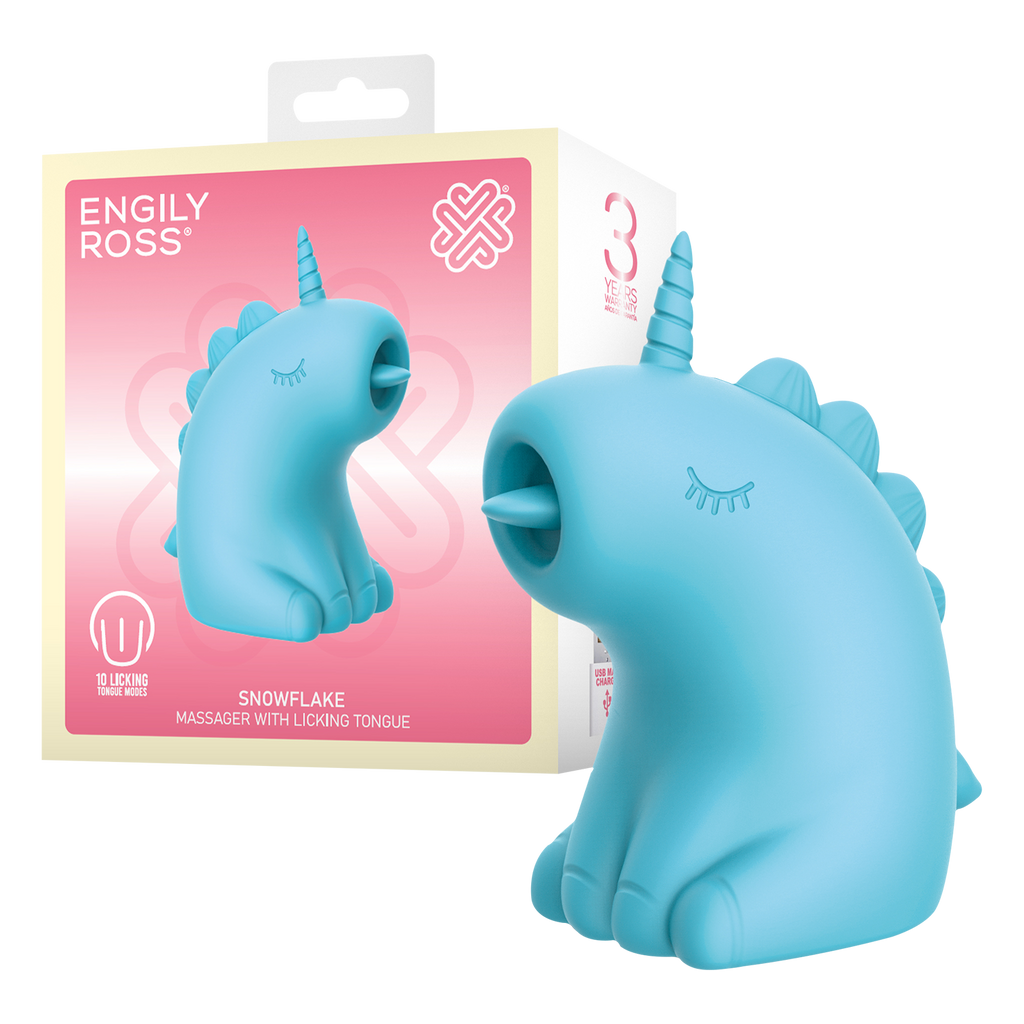 ER - Snowflake Unicorn - Massager met Likkende Tong - Blauw