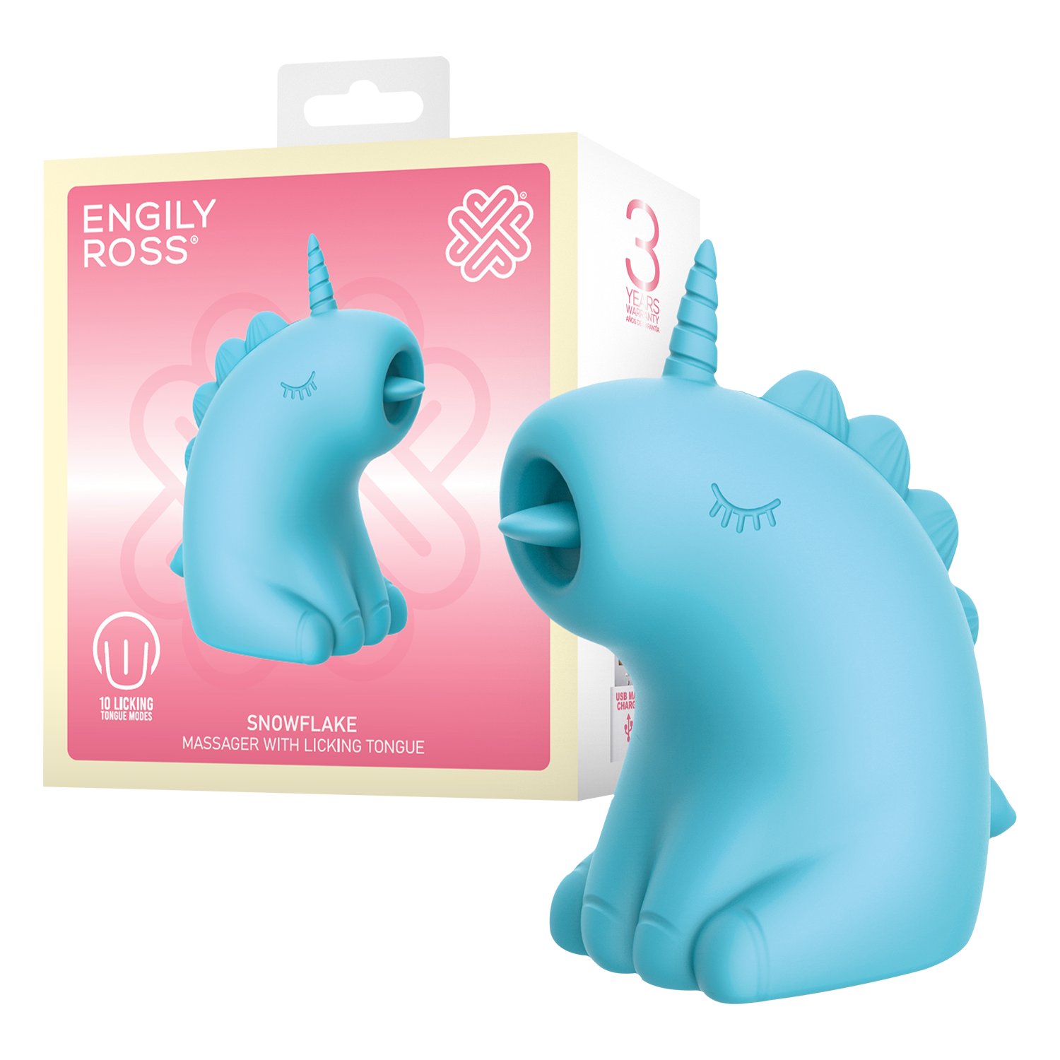 ER - Snowflake Unicorn - Massager met Likkende Tong - Blauw