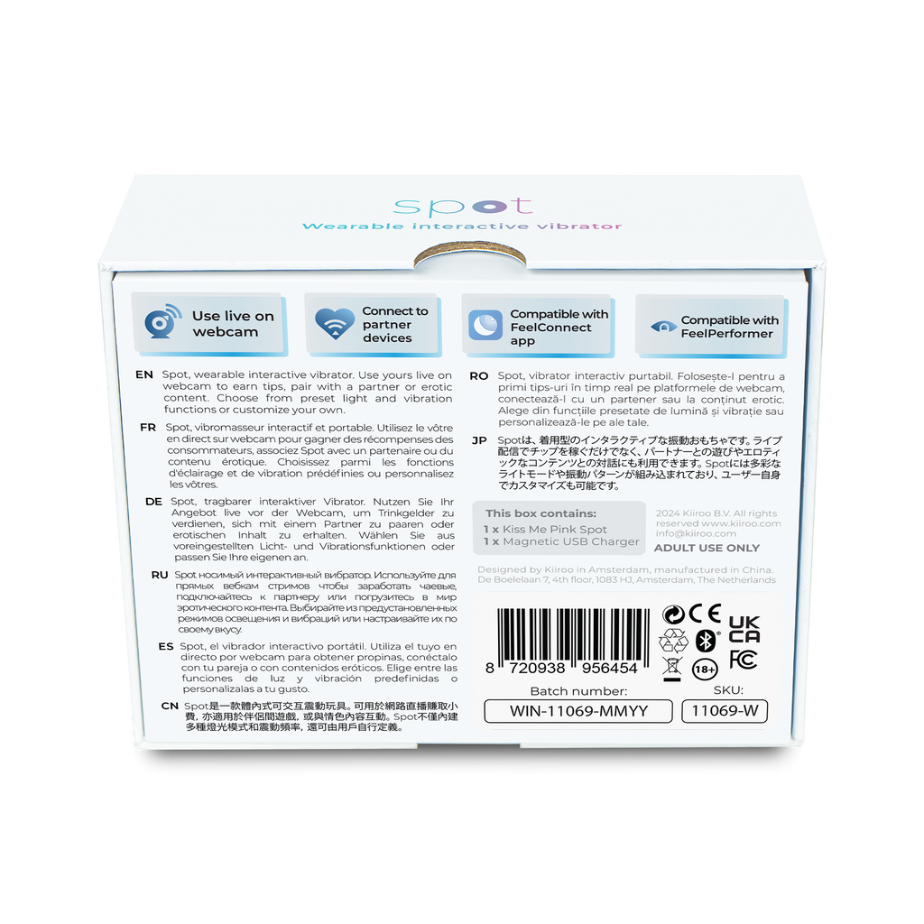 KIIROO- Spot - Draagbare Interactieve Ei-vibrator - Kiss Me Pink
