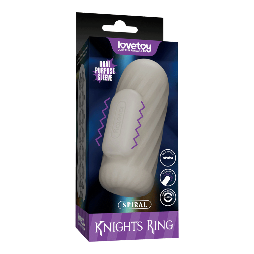 LoveToy - Knights Ring - Vibrerende Dual Purpose Sleeve - Spiraal - Wit