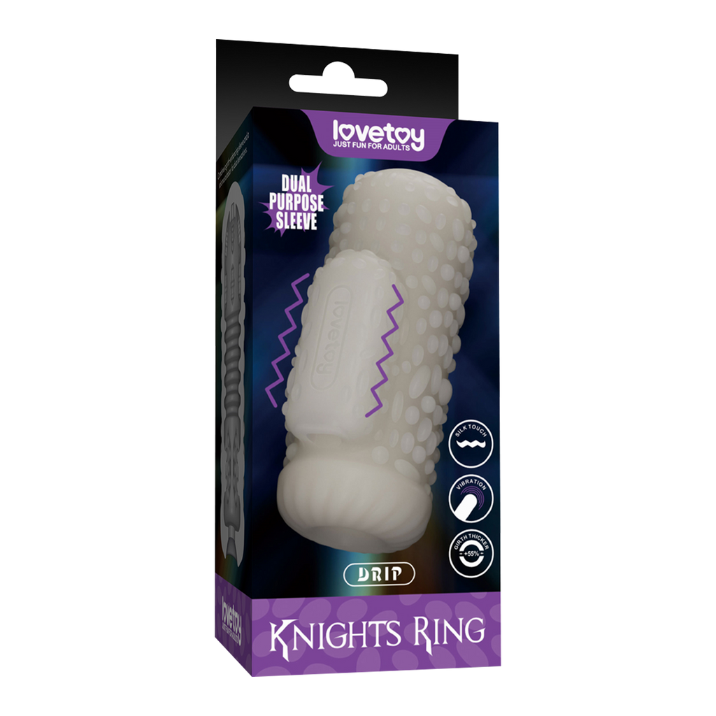 LoveToy - Knights Ring - Vibrerende Dual Purpose Sleeve - Drip - Wit