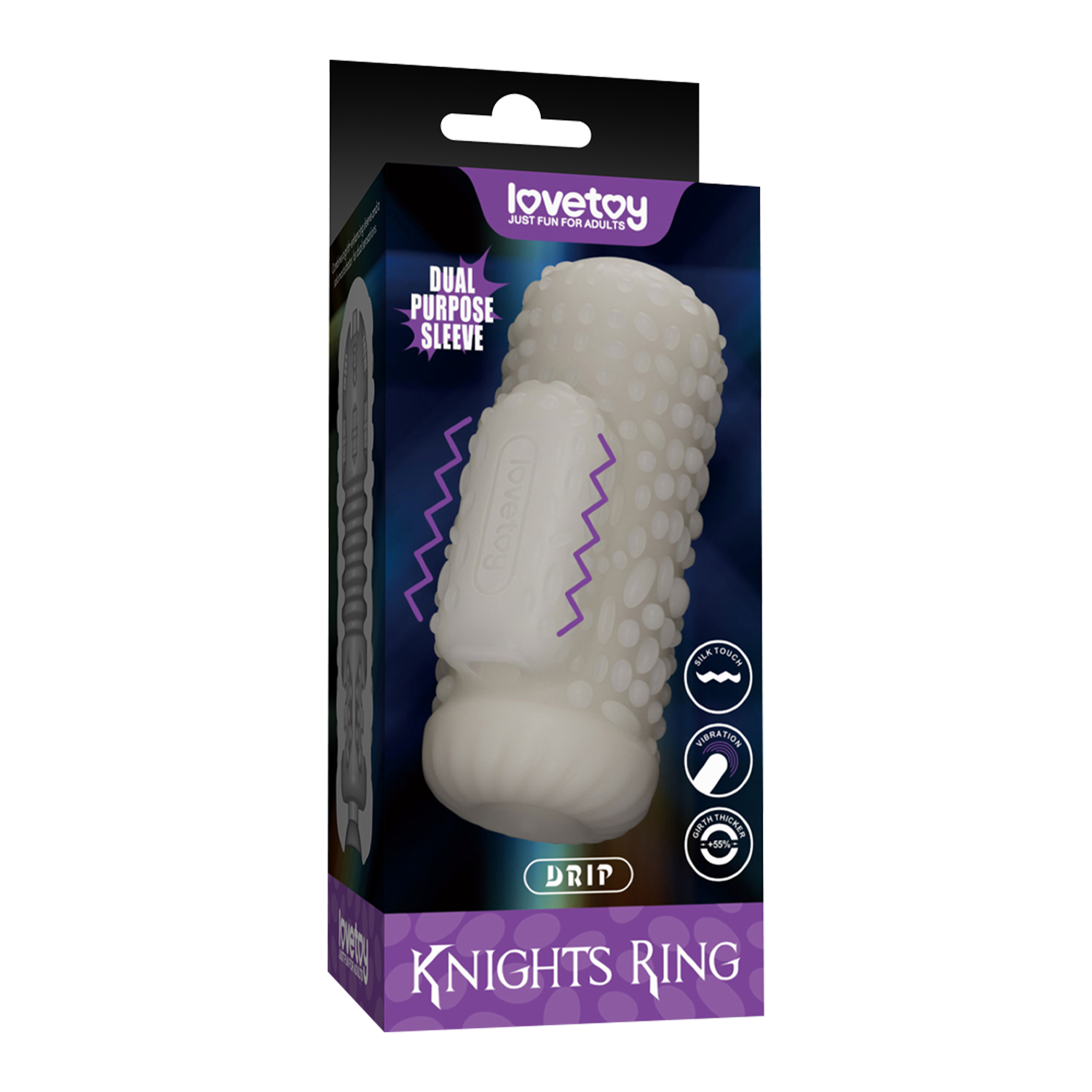 LoveToy - Knights Ring - Vibrerende Dual Purpose Sleeve - Drip - Wit