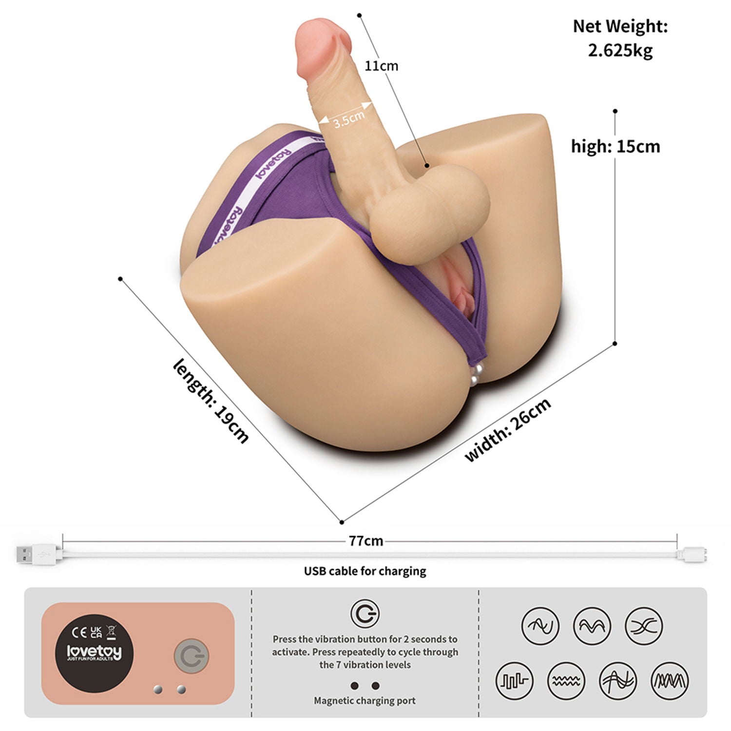 LoveToy - Streetgirl's Dual Motor Sensation Pulse met Dildo - Nude