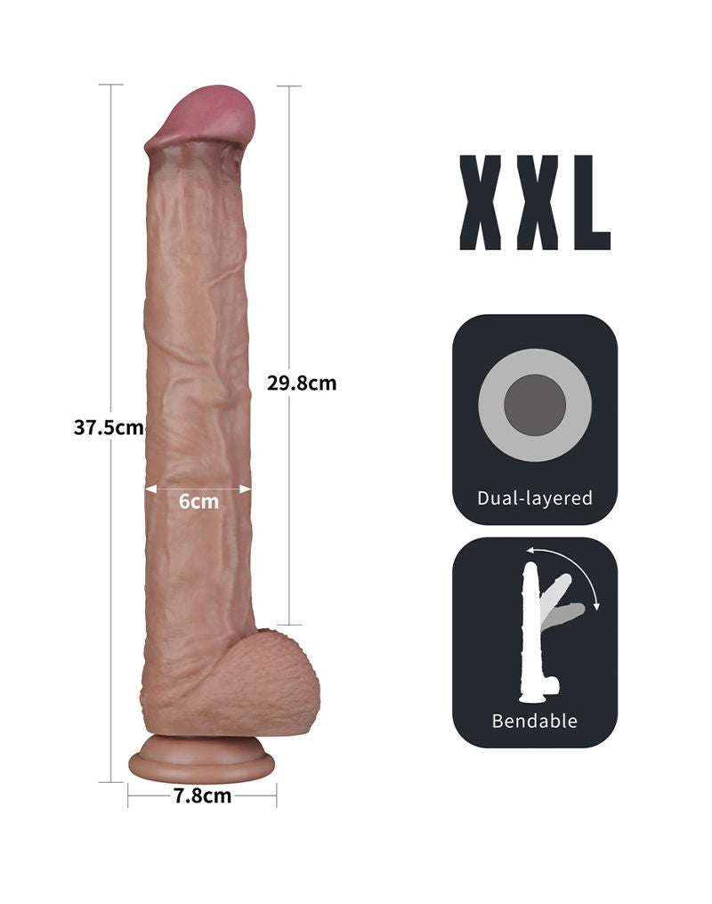 LoveToy - Nature Cock - 14,5" Dual Layered Bendable Cock XXL - Nude