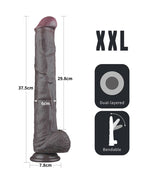 LoveToy - Nature Cock - 14,5" Dual Layered Bendable Cock XXL - Zwart