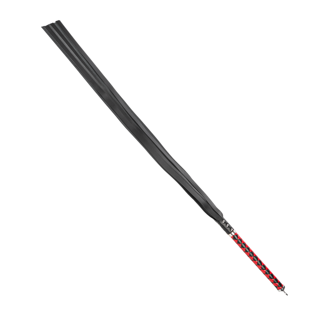 RISE - Lange Flogger (zachte staarten) - Zwart/Rood