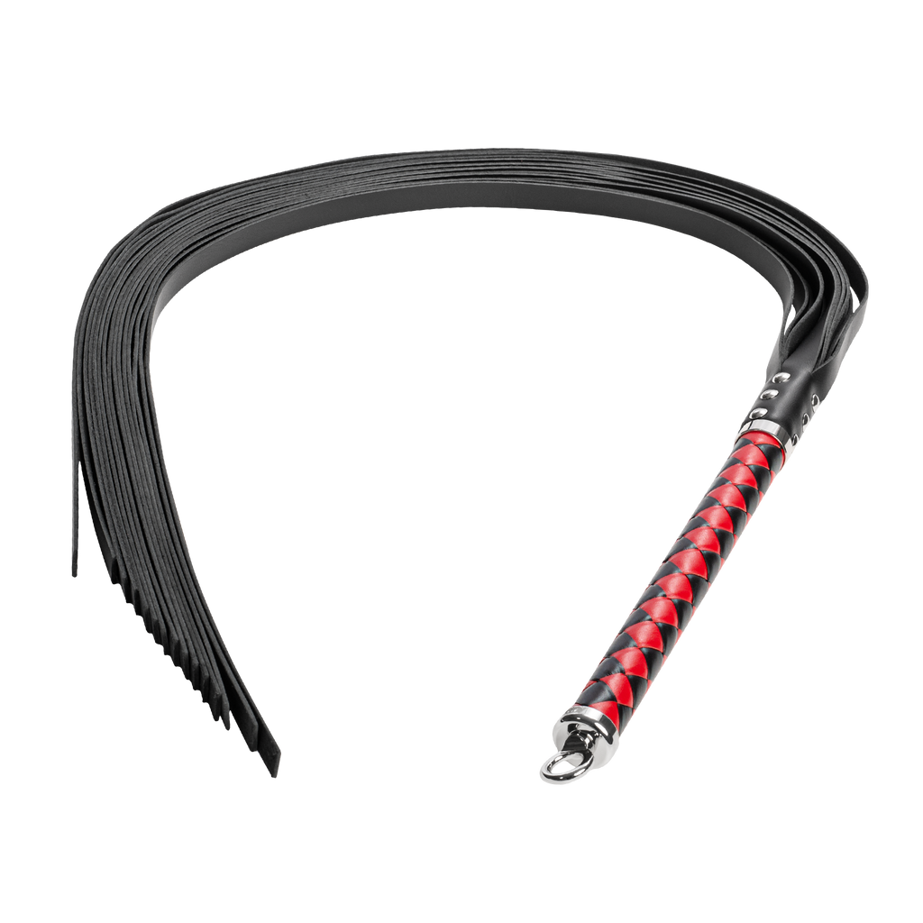 RISE - Lange Flogger (zachte staarten) - Zwart/Rood