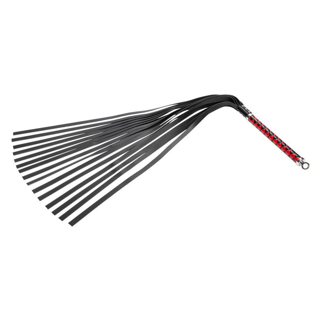 RISE - Lange Flogger (zachte staarten) - Zwart/Rood