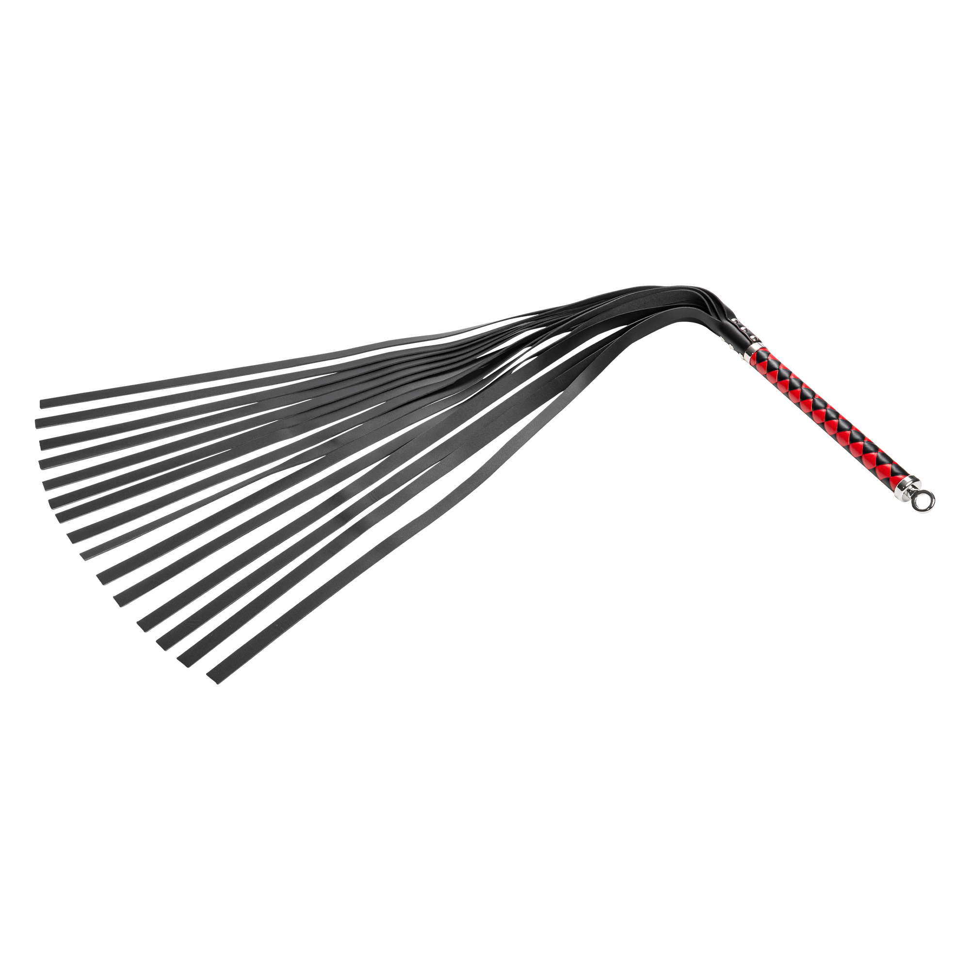 RISE - Lange Flogger (zachte staarten) - Zwart/Rood