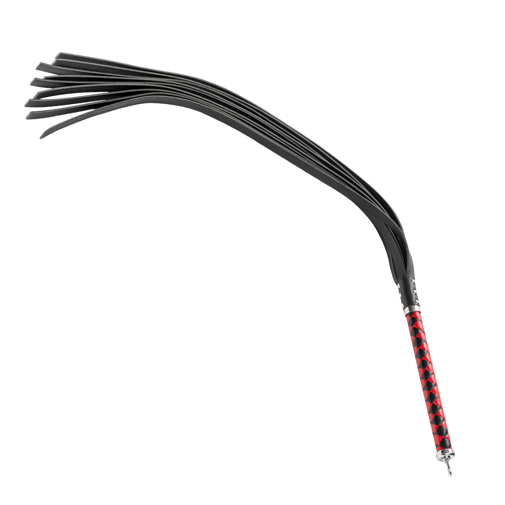 RISE - Lange Flogger (Harde Staarten) - Zwart/Rood