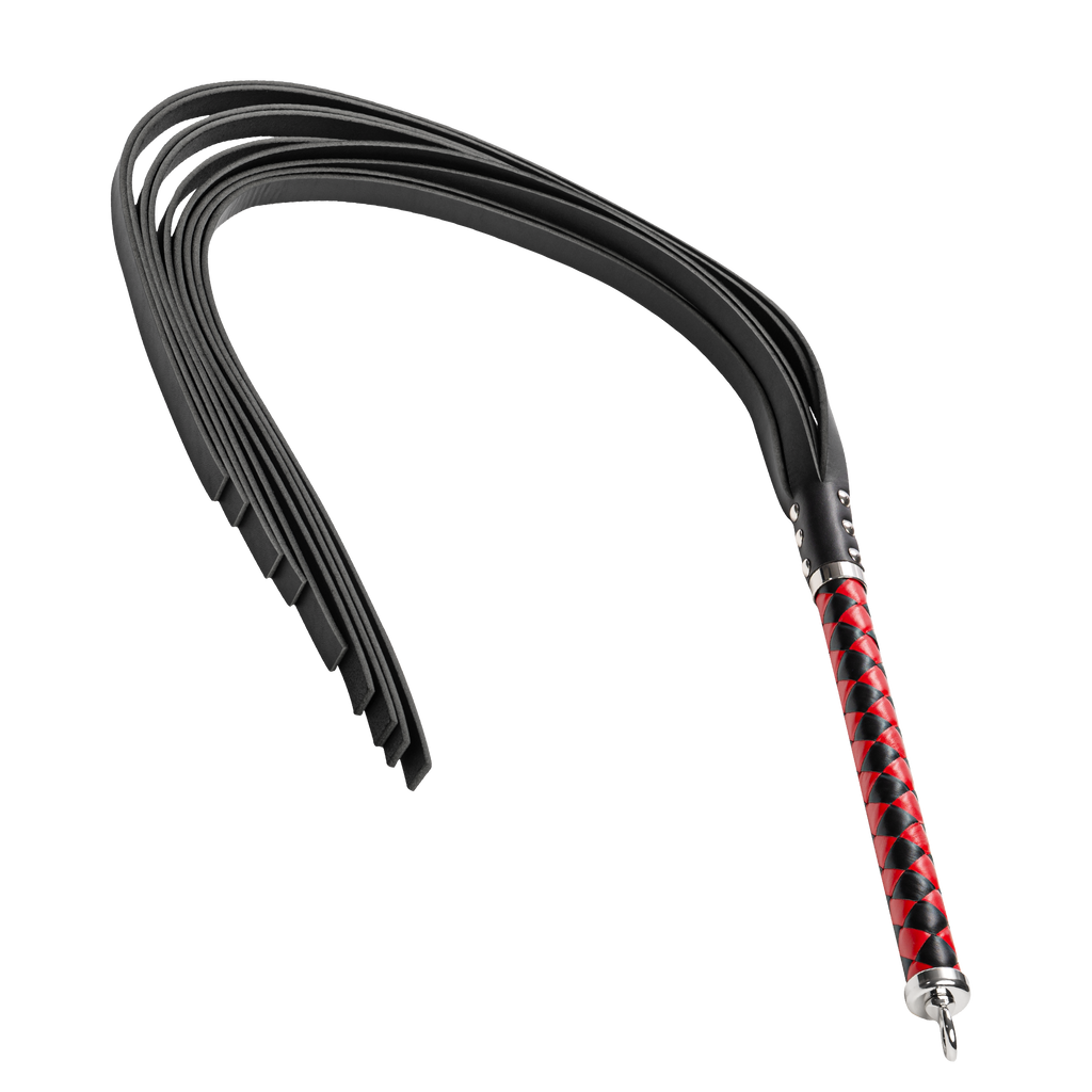 RISE - Lange Flogger (Harde Staarten) - Zwart/Rood