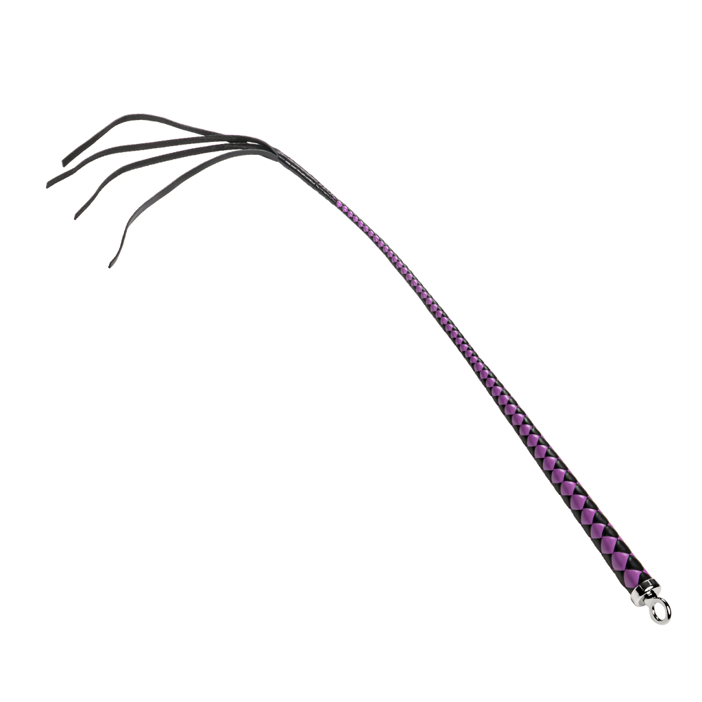 RISE - 90cm Bull Whip - Zwart/Paars