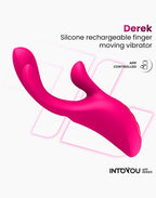IY - Derek - Vibrator met vingerbeweging, 3 motoren, App-bediening - Roze