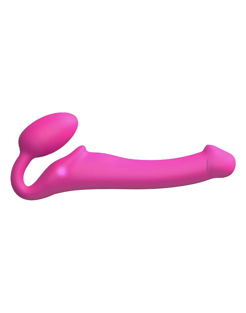 Strap-On-Me - Buigbare Strap-On Vibrator met Afstandsbediening Maat XL - Fuchsia