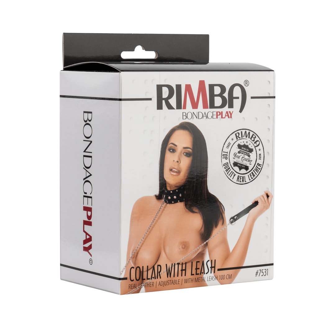 Rimba - Halsband met studs en hondenketting, verstelbaar met gesp.