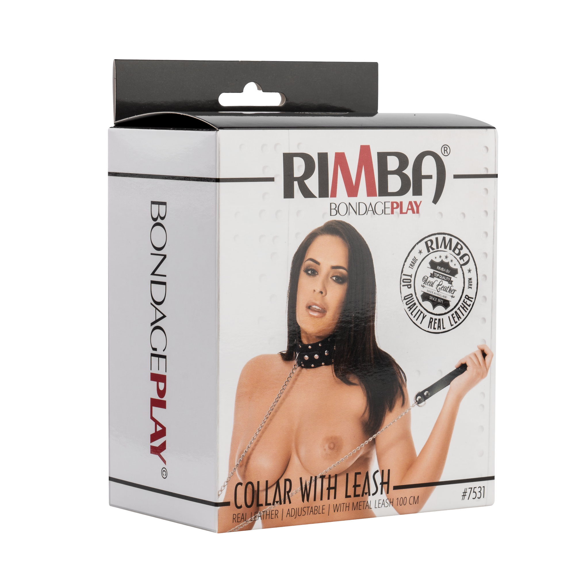 Rimba - Halsband met studs en hondenketting, verstelbaar met gesp.