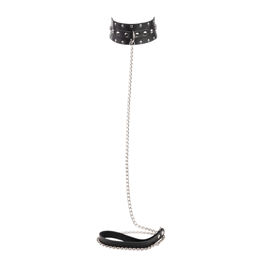 Rimba - Halsband met studs en hondenketting, verstelbaar met gesp.