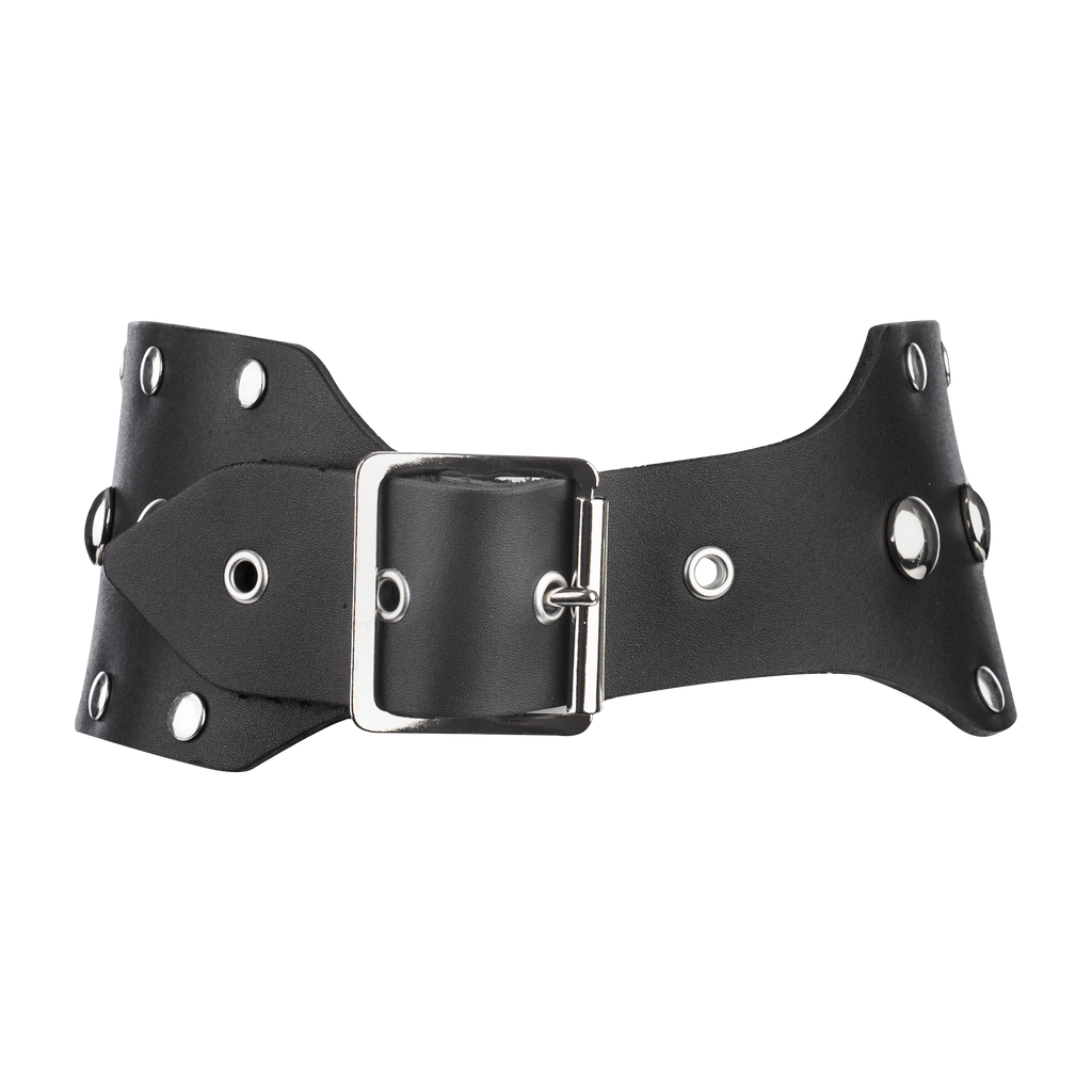 Rimba - Halsband met studs en hondenketting, verstelbaar met gesp.