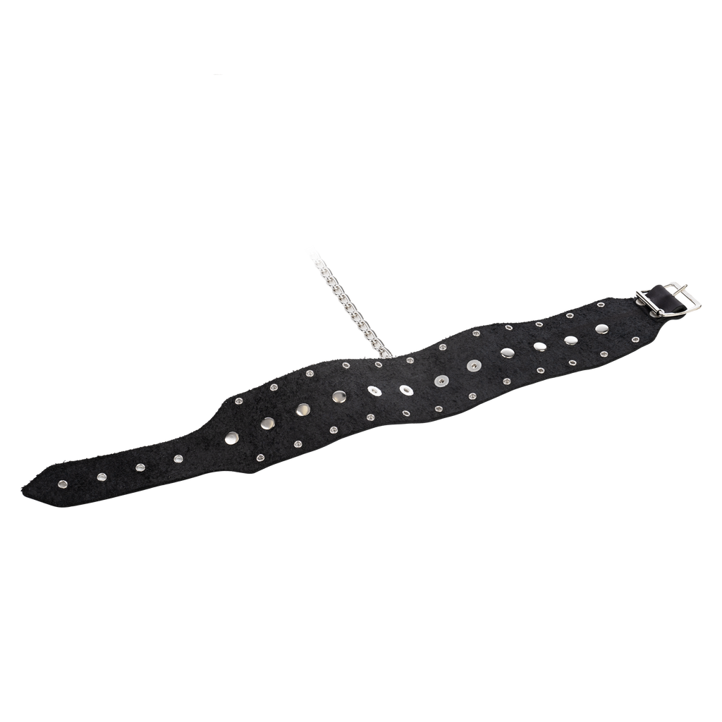 Rimba - Halsband met studs en hondenketting, verstelbaar met gesp.