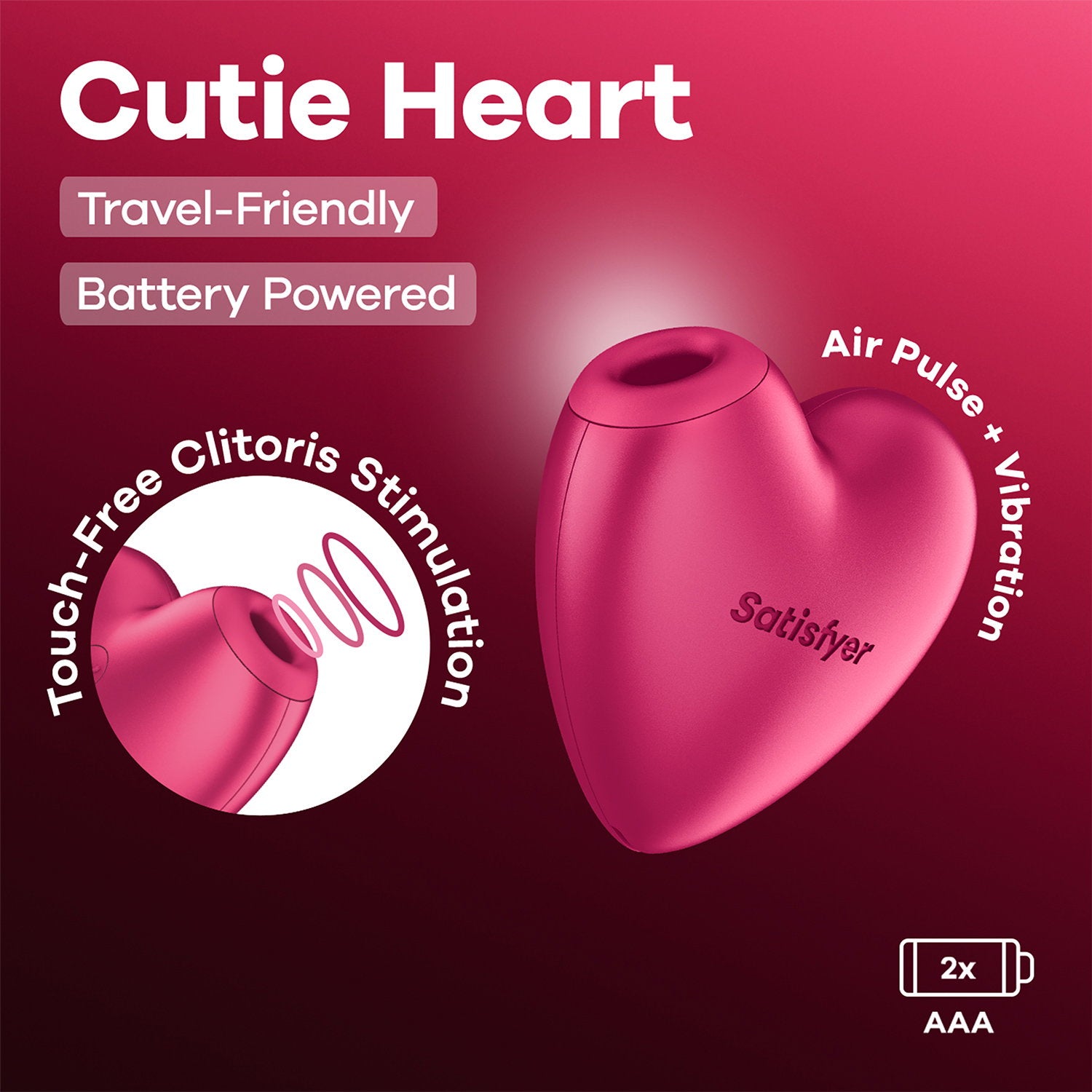 Satisfyer - Battery Series - Cutie Heart - Air Pulse Vibrator - Roze