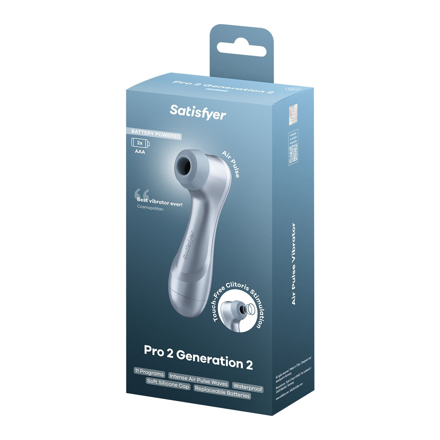 Satisfyer - Battery Series - Pro 2 Generation 2 - Air Pulse Vibrator - Ice Blue