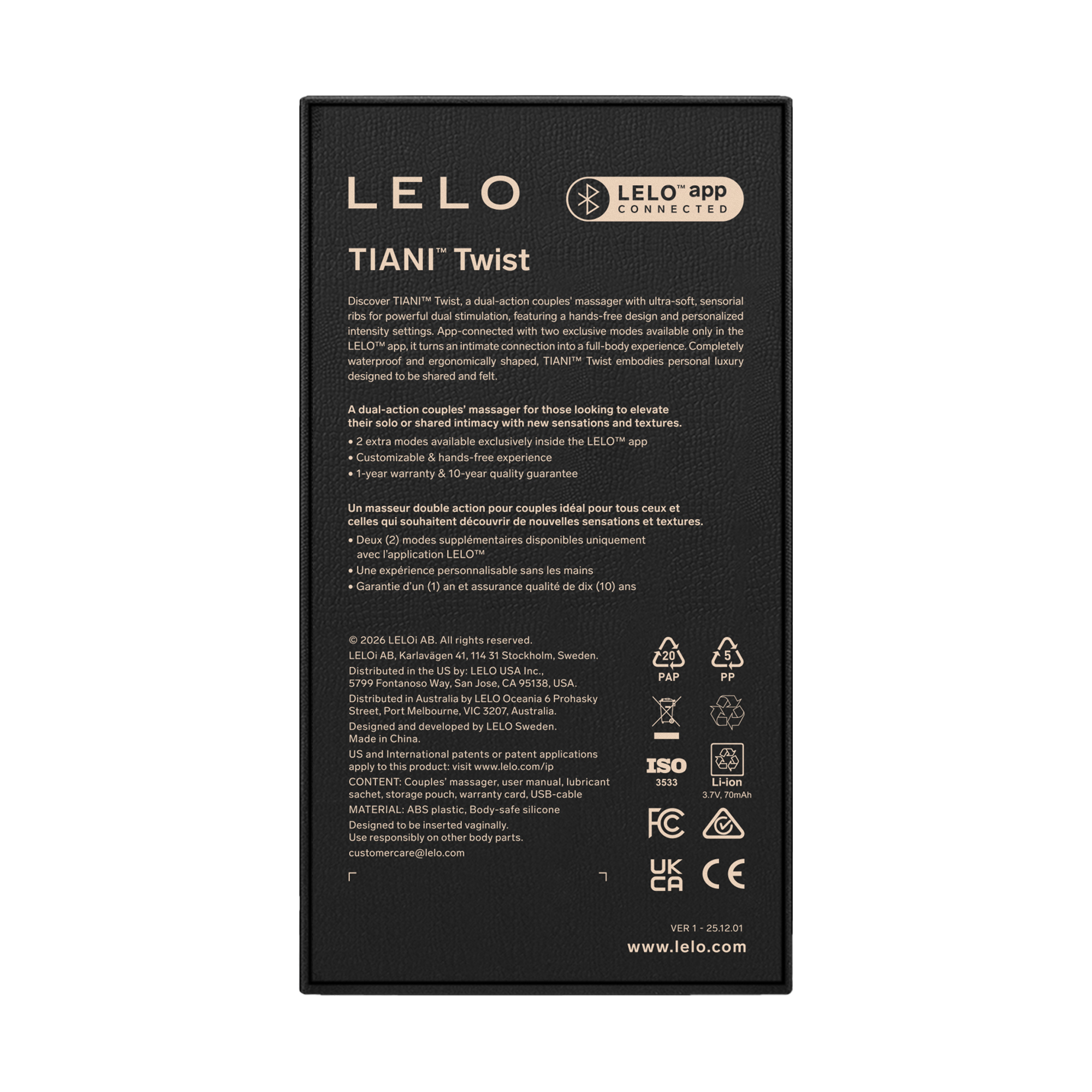 LELO – TIANI™ Twist - Massagetoestel met dubbele werking voor koppels - Seafoam
