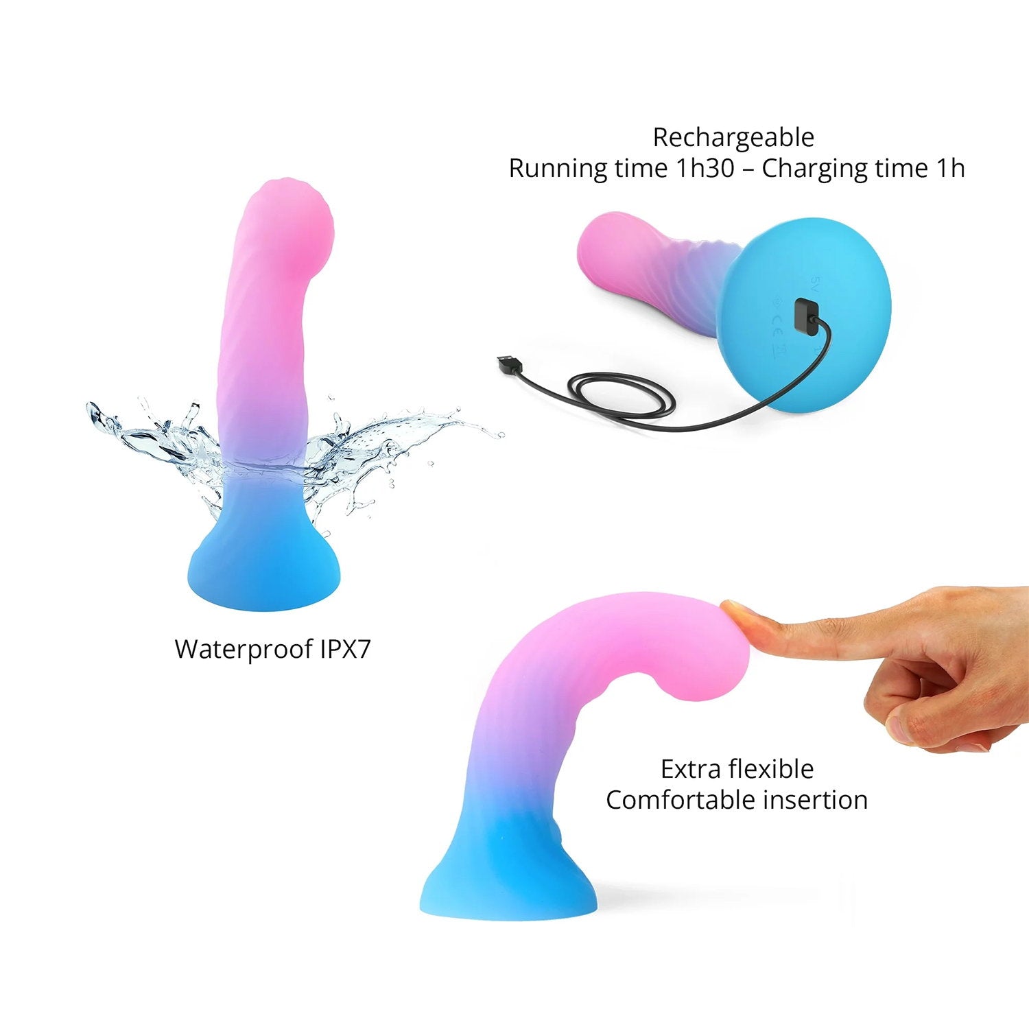 Love to Love - Candy Loop - Dildo met Led - Blauw/Roze