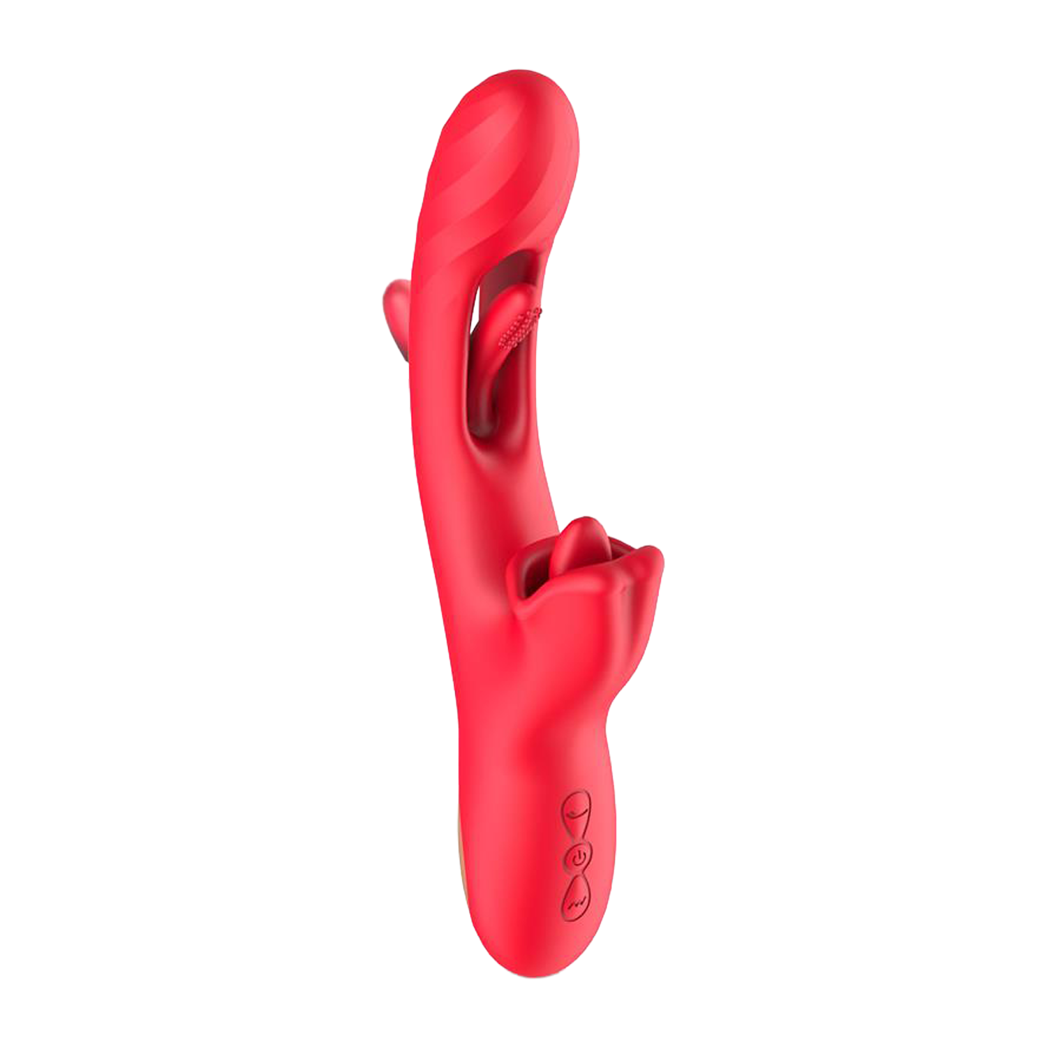 IY - Grant - Vibrator met bewegende tong en 360° likkende mond - Rood