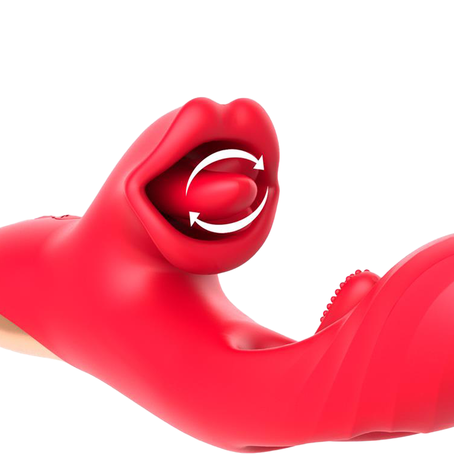 IY - Grant - Vibrator met bewegende tong en 360° likkende mond - Rood