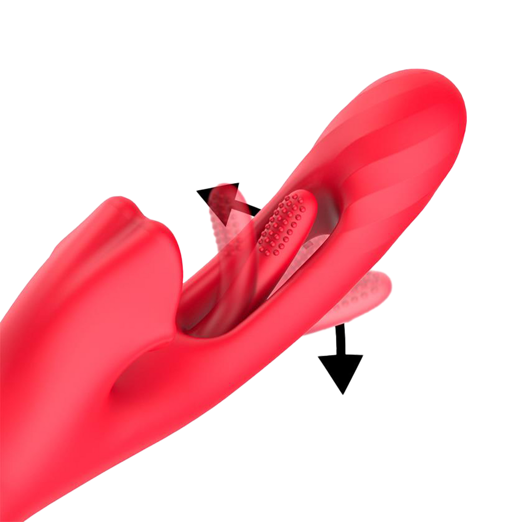 IY - Grant - Vibrator met bewegende tong en 360° likkende mond - Rood