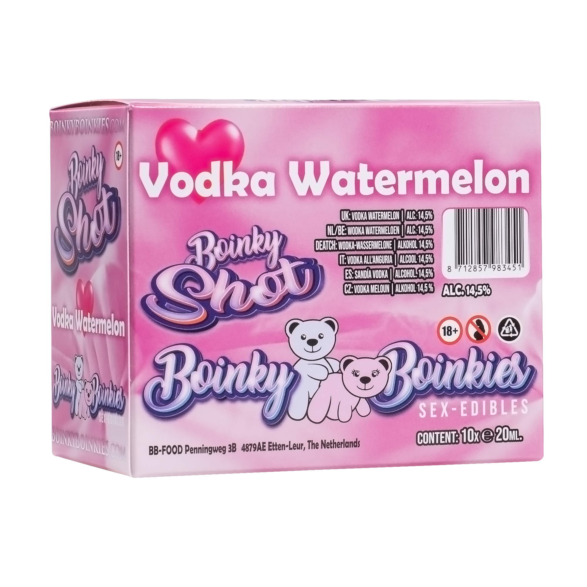 Boinky - Boinky Shots Vodka Watermeloen – 14,5% vol. – 10x 20 ml