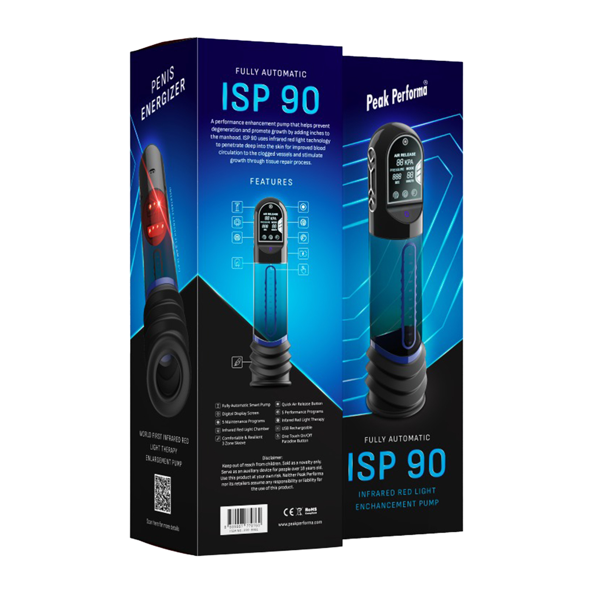 Peak Performa - ISP 90 - Pomp met infraroodrood licht voor prestatieverbetering - Zwart/Blauw
