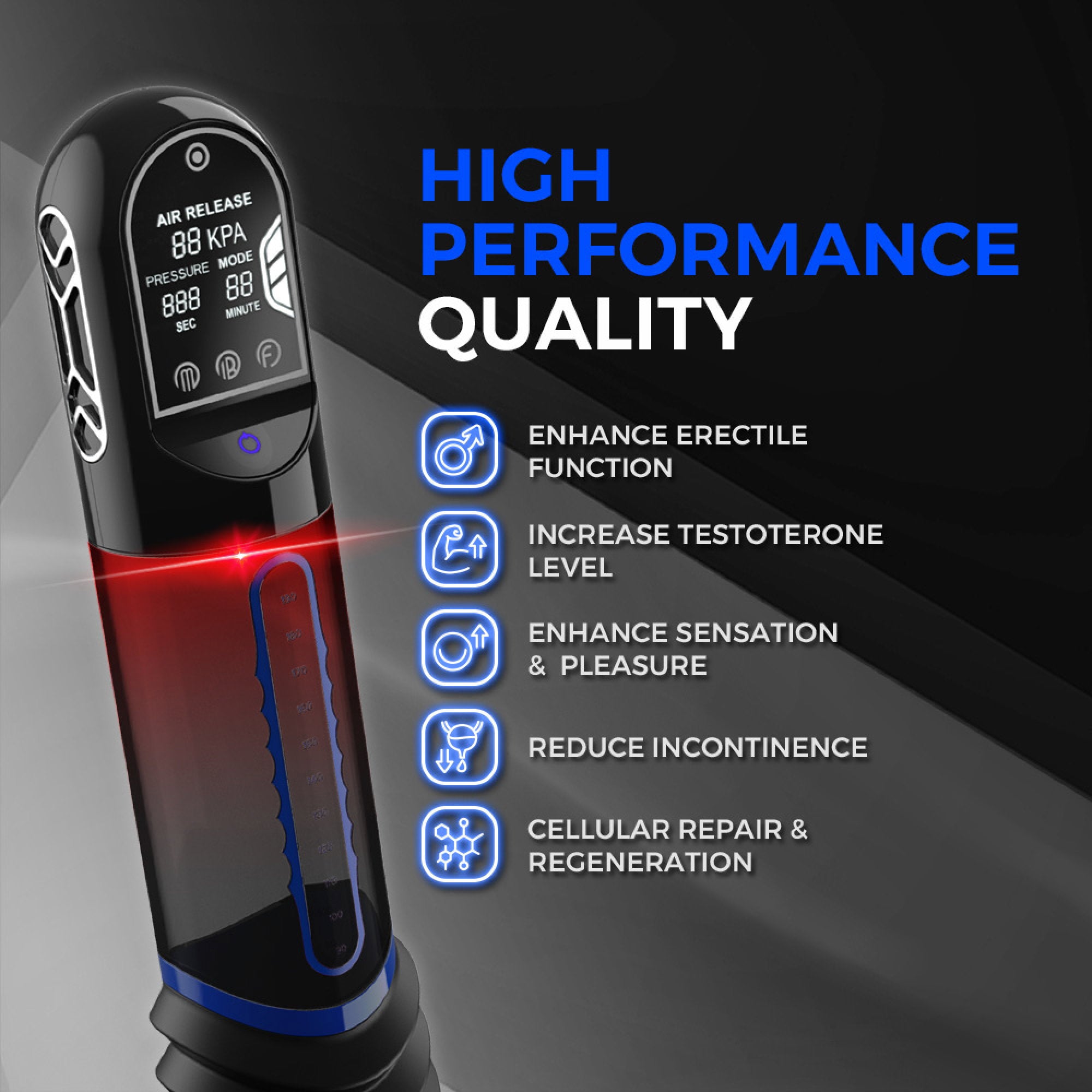 Peak Performa - ISP 90 - Pomp met infraroodrood licht voor prestatieverbetering - Zwart/Blauw