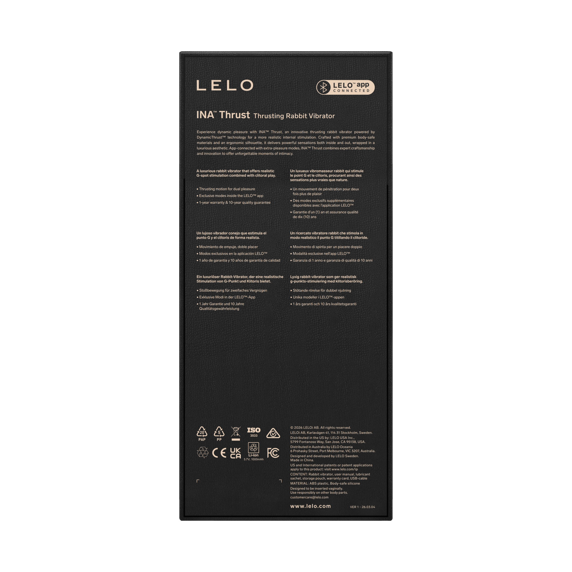 LELO - Ina Thrust - Rabbit-vibrator met stootbeweging - Paars