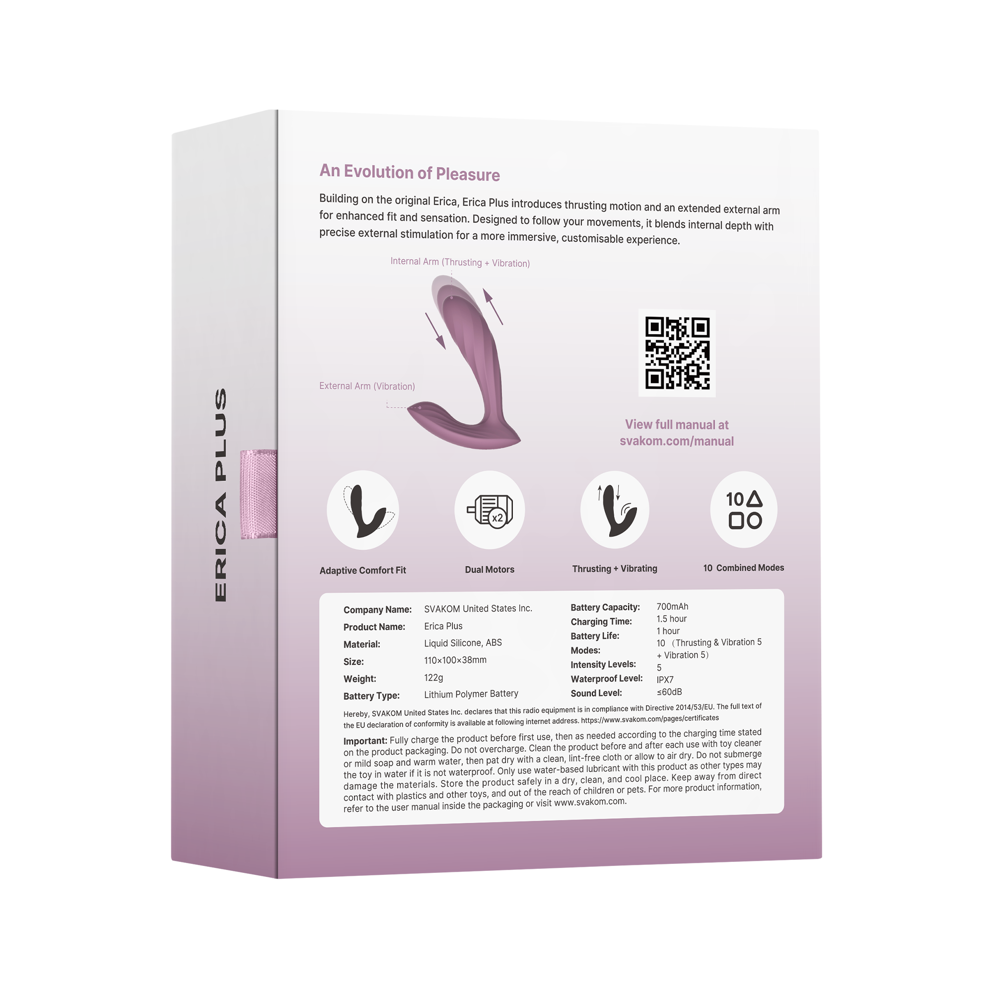 SVAKOM - Erica Plus - Draagbare stootvibrator (met app-bediening) – Roze