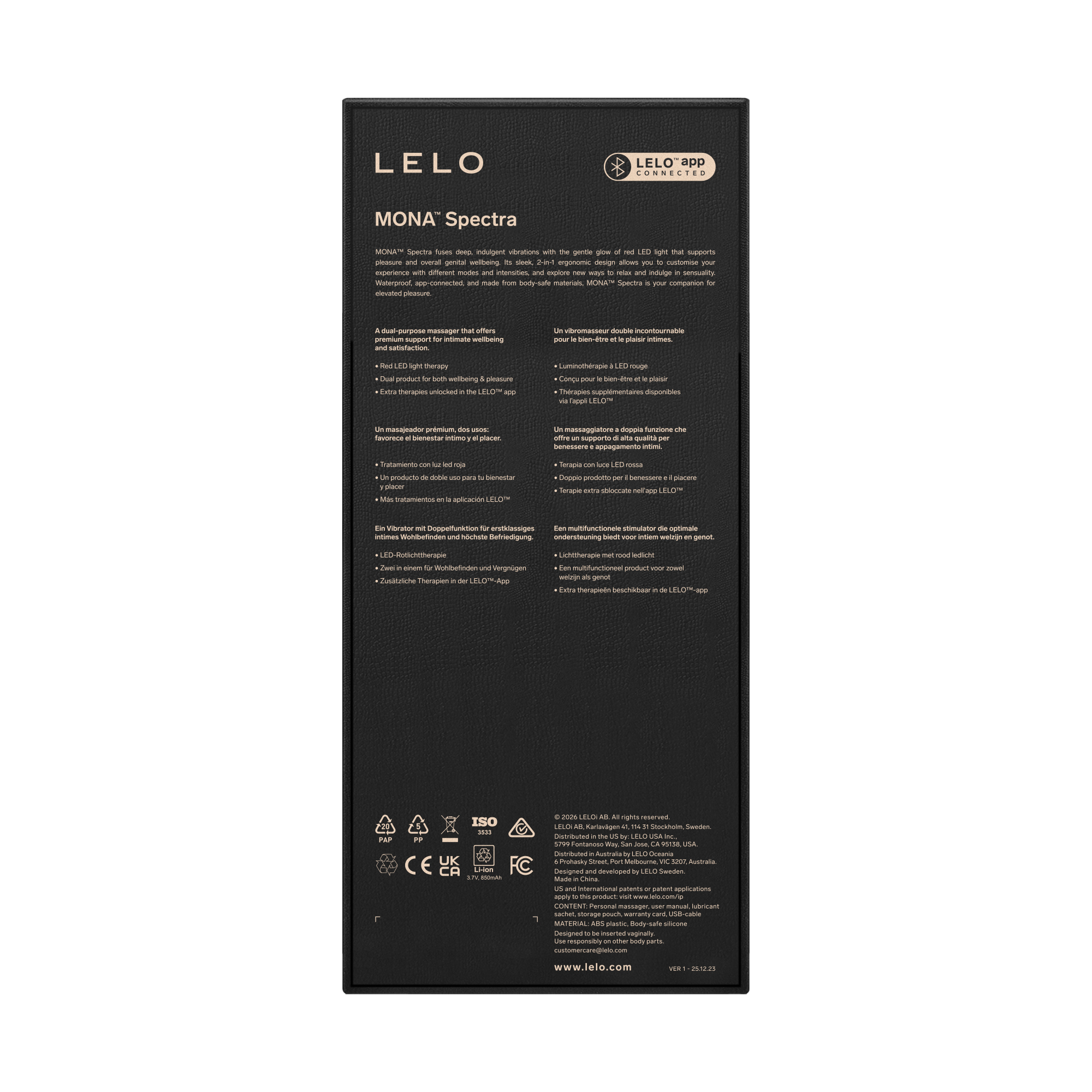 LELO - Mona Spectra - Wellness-massageapparaat met rood licht - Wit