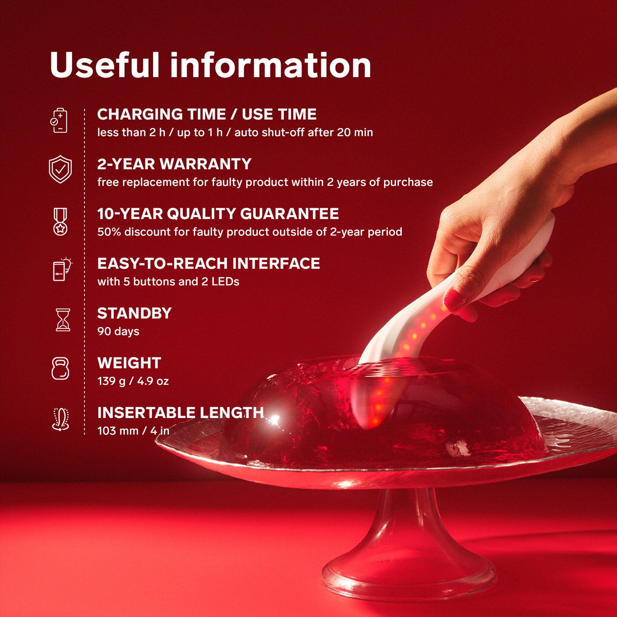 LELO - Mona Spectra - Wellness-massageapparaat met rood licht - Wit