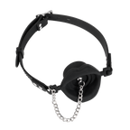 Rimba Bondage Play - Mondknevel met lippen en stopper - Zwart
