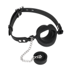 Rimba Bondage Play - Mondknevel met lippen en stopper - Zwart