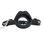 Rimba Bondage Play - Mondknevel met lippen en stopper - Zwart