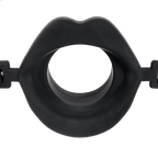 Rimba Bondage Play - Mondknevel met lippen en stopper - Zwart